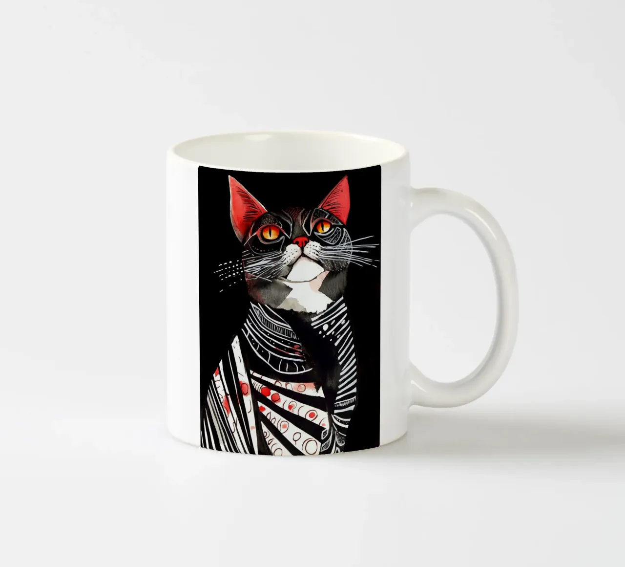 Gatto acquerello Stella tazza in ceramica da Justyna Jaszke JBJart
