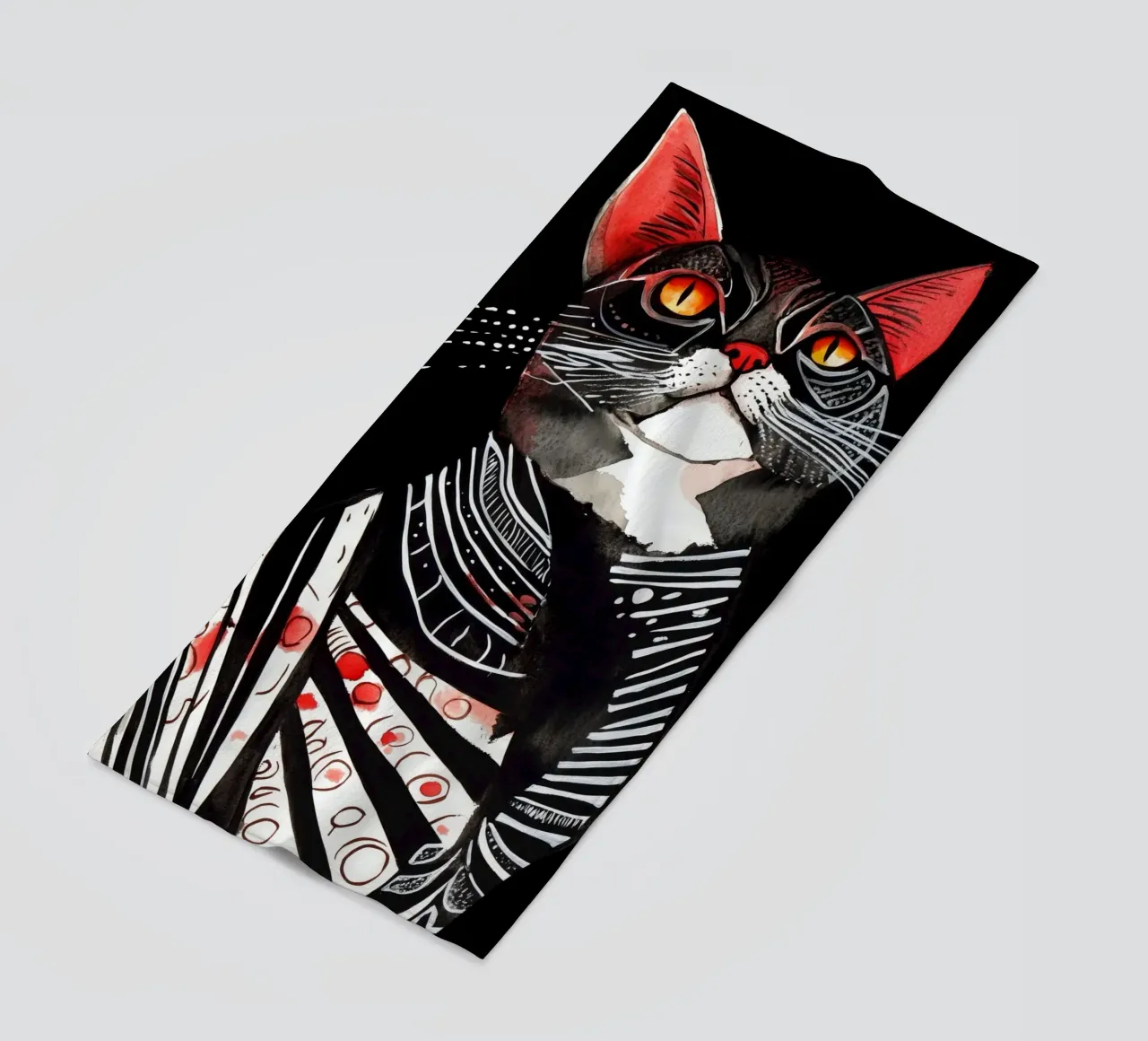 Gatto acquerello Stella telo mare da Justyna Jaszke JBJart
