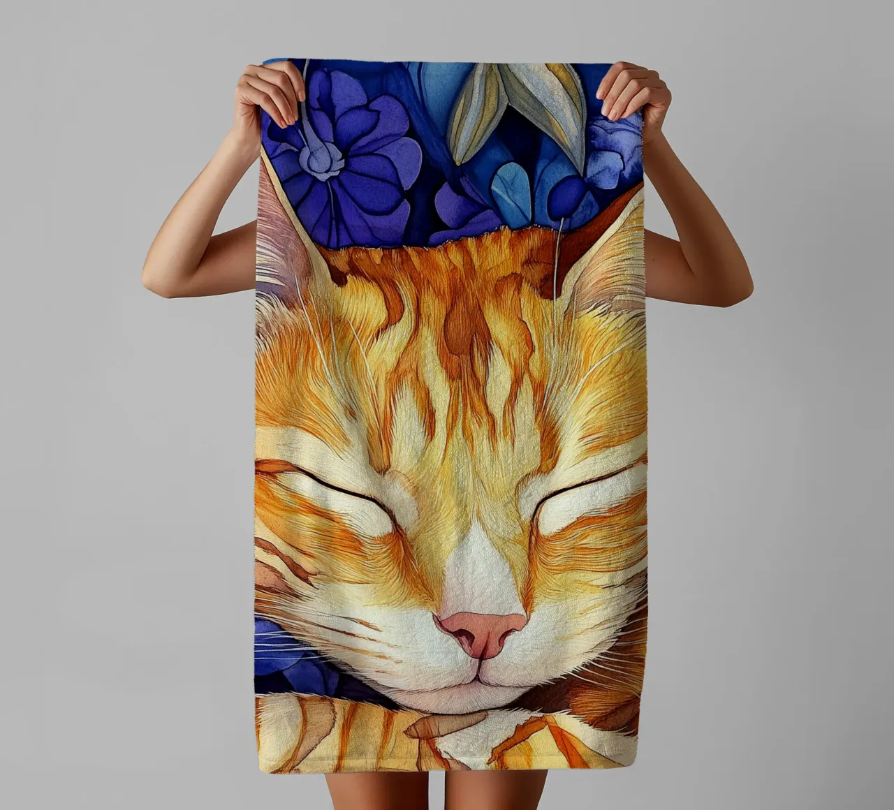 Gatto zenzero Thor asciugamano da bagno da Justyna Jaszke JBJart