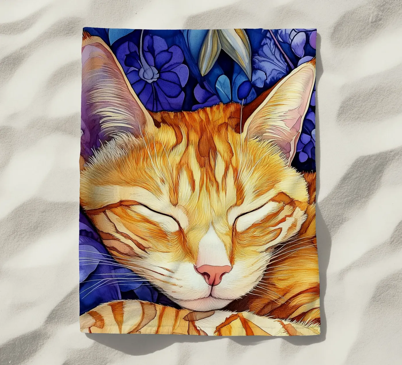 Gatto zenzero Thor telo mare da Justyna Jaszke JBJart