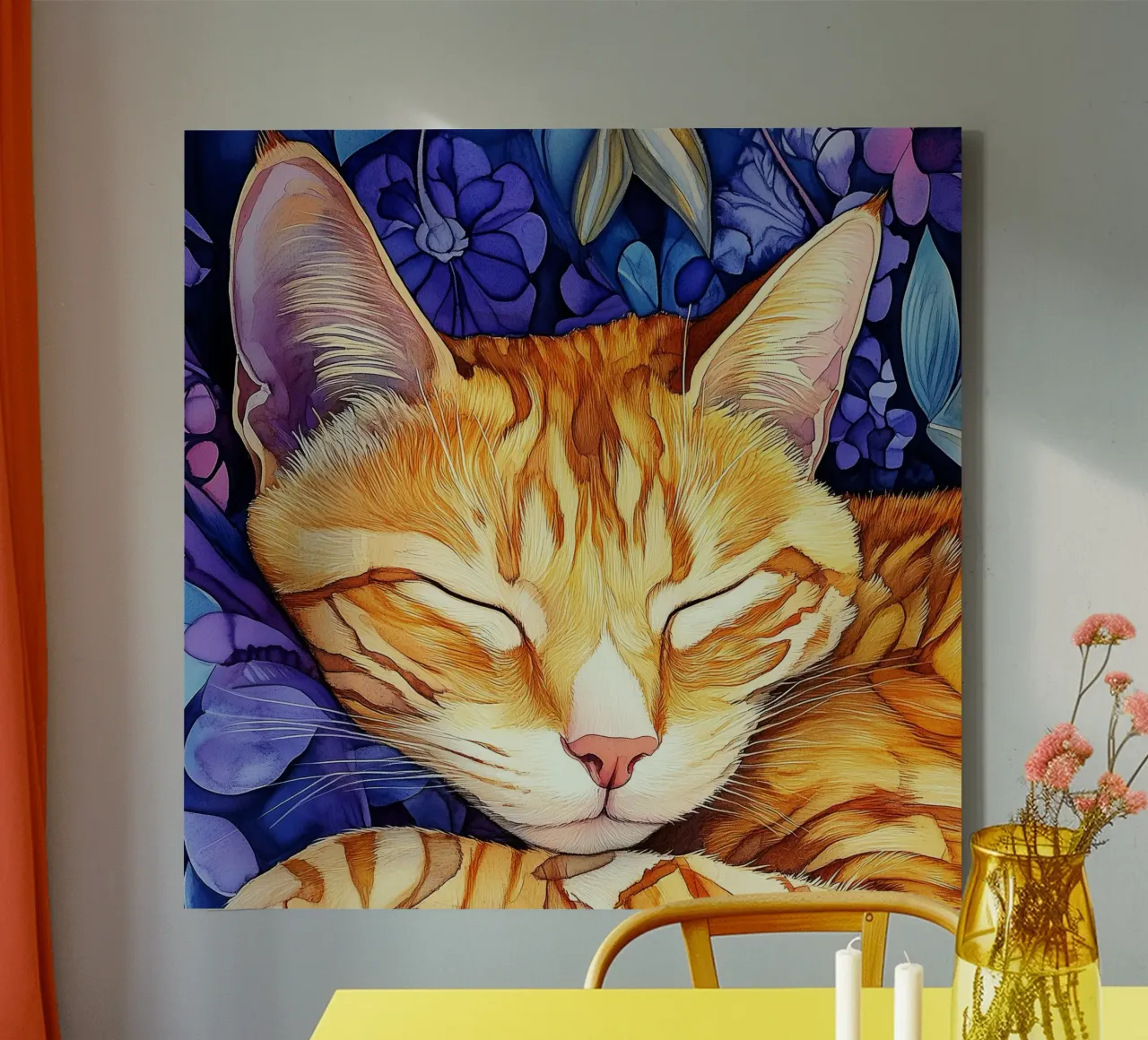 Ginger cat Thor canvas by Justyna Jaszke JBJart