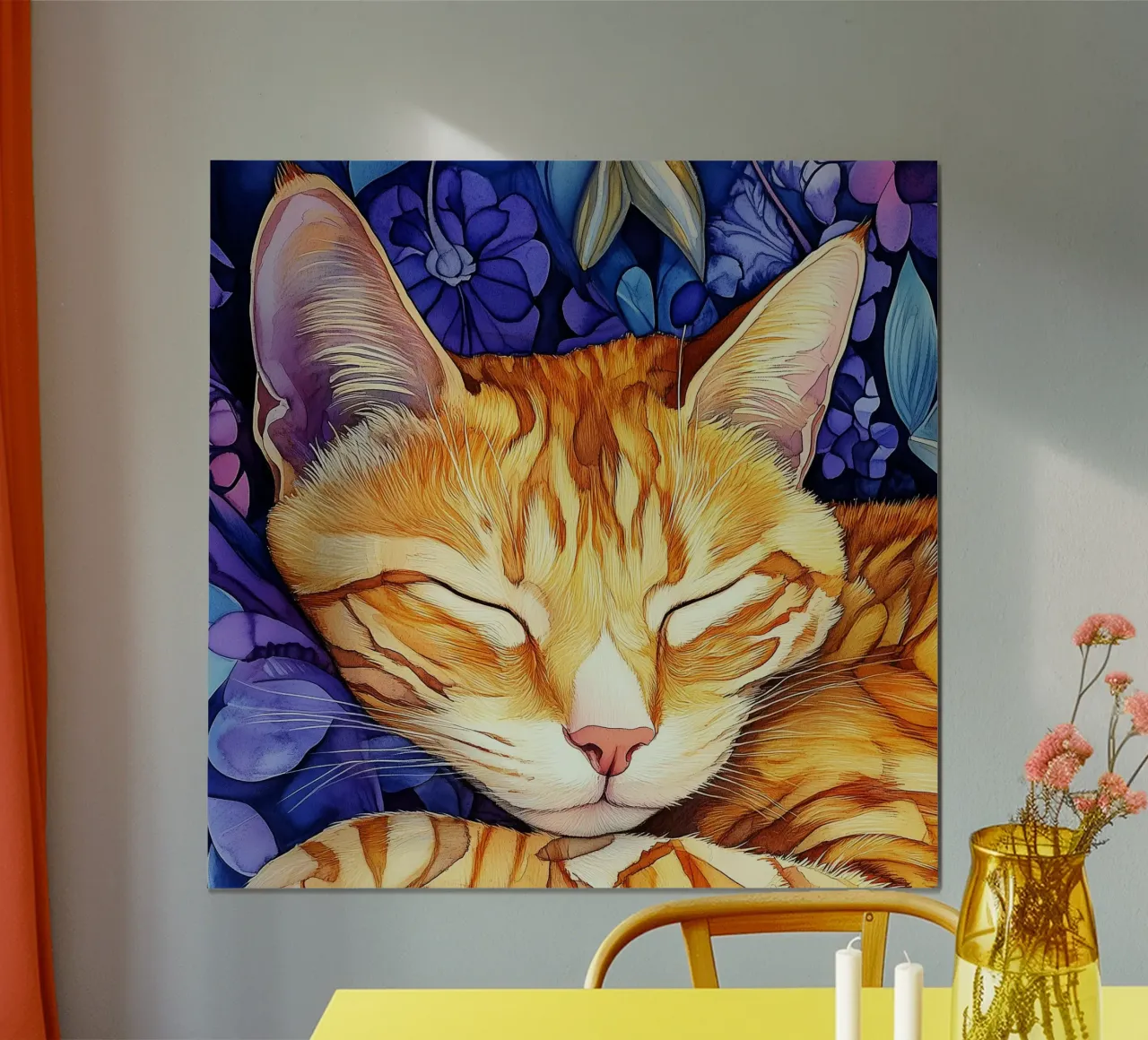 Gatto zenzero Thor poster con telaio in legno da Justyna Jaszke JBJart
