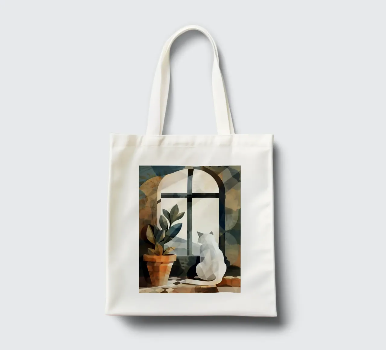 Chat blanc et fenêtre tote bag de Justyna Jaszke JBJart