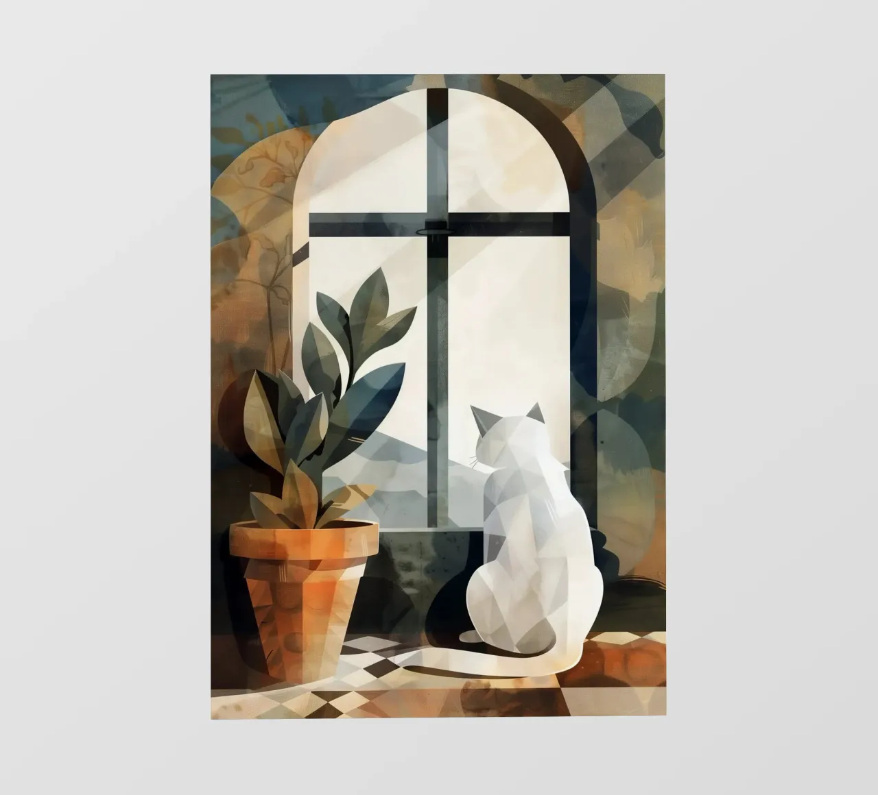 Weiße Katze und Fenster PVC Plane von Justyna Jaszke JBJart