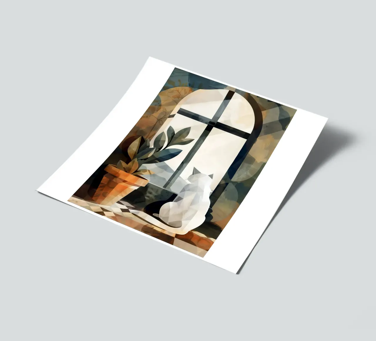 White cat and window sticker sheet by Justyna Jaszke JBJart