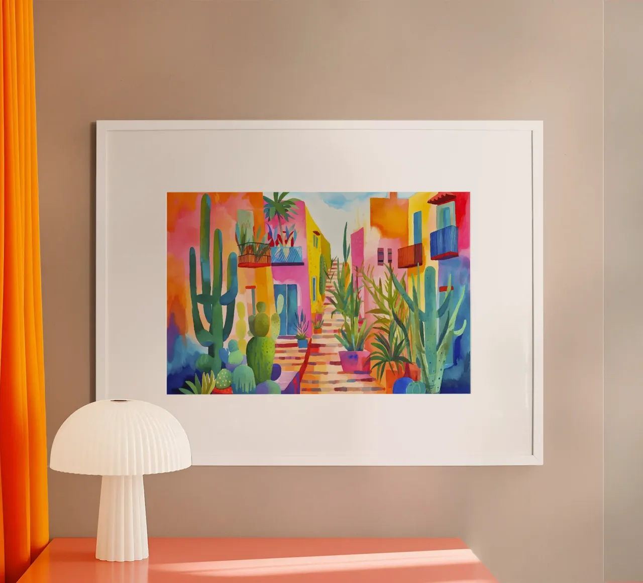Villaggio tropicale Fascino rurale poster con telaio in legno da Andrea Haase Modern Home