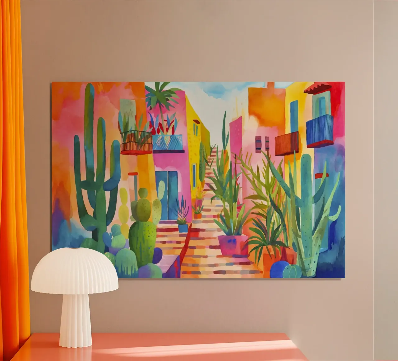 Villaggio tropicale Fascino rurale poster con telaio in legno da Andrea Haase Modern Home