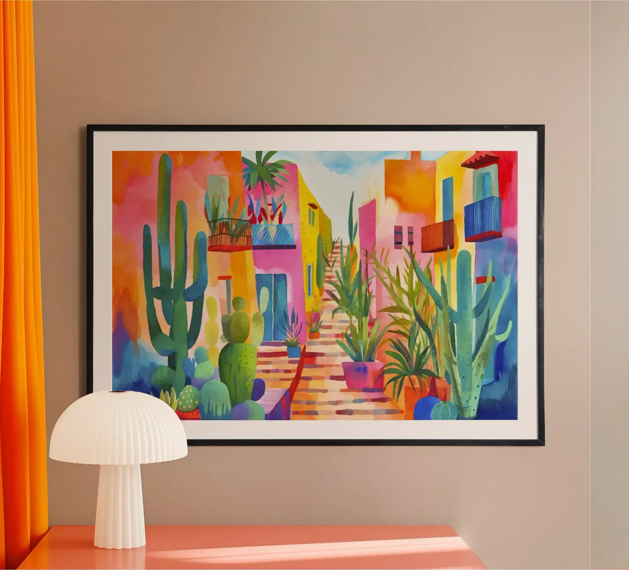 Villaggio tropicale Fascino rurale poster con telaio in legno da Andrea Haase Modern Home