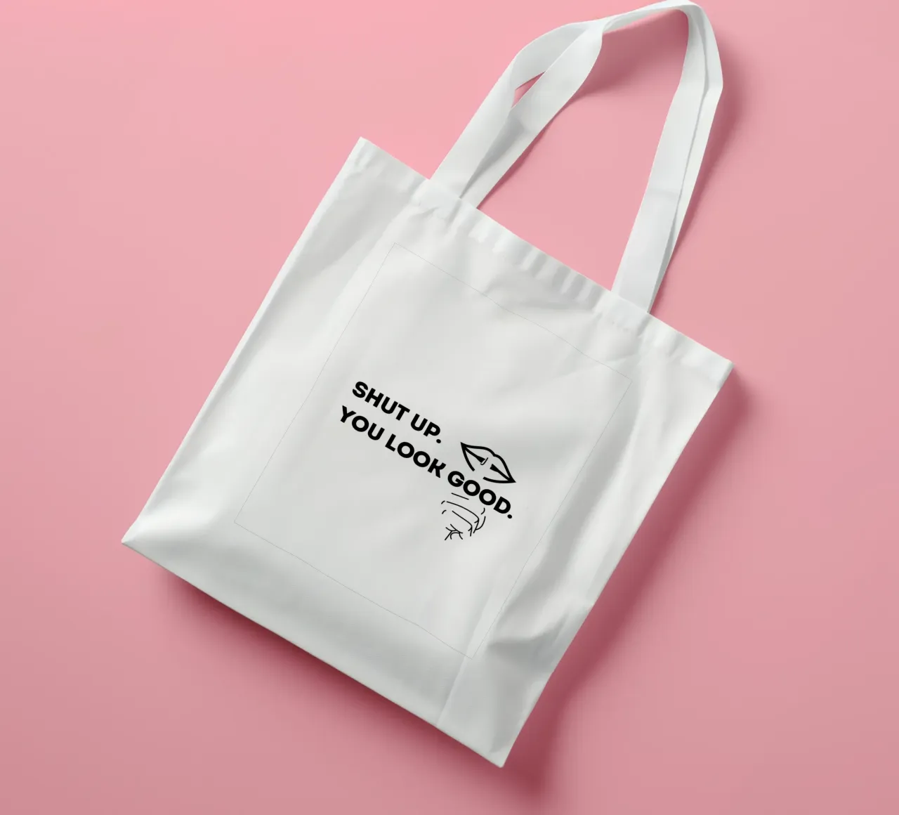 SHUT UP. YOU LOOK GOOD. borsa in juta da ArtDesign by KBK