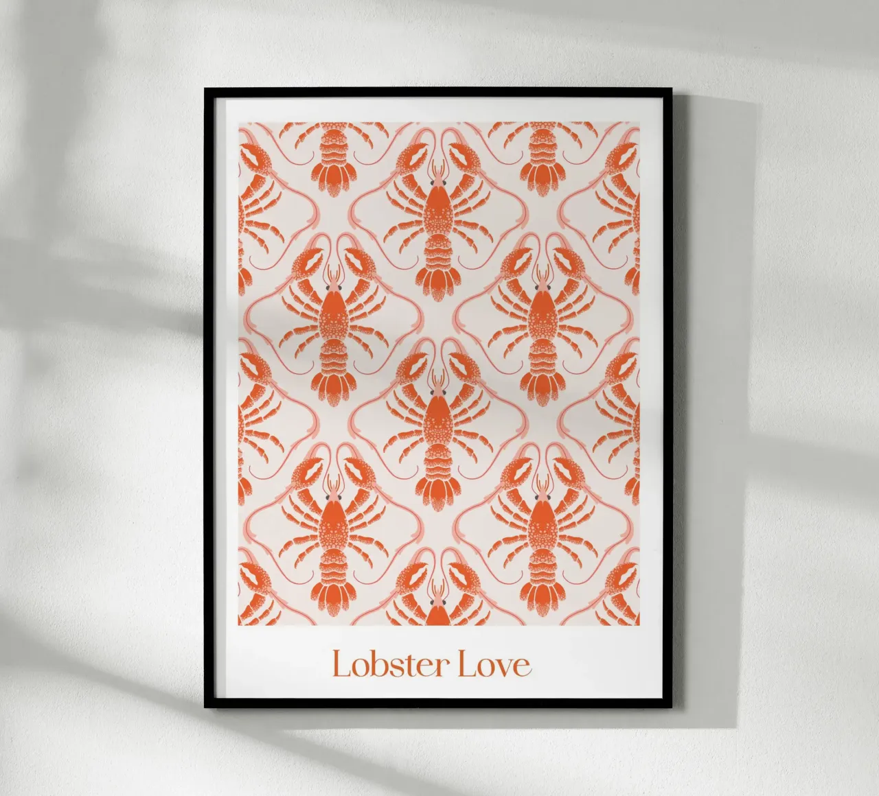 Lobster Love Pattern poster with aluminum frame by CoelfenArt