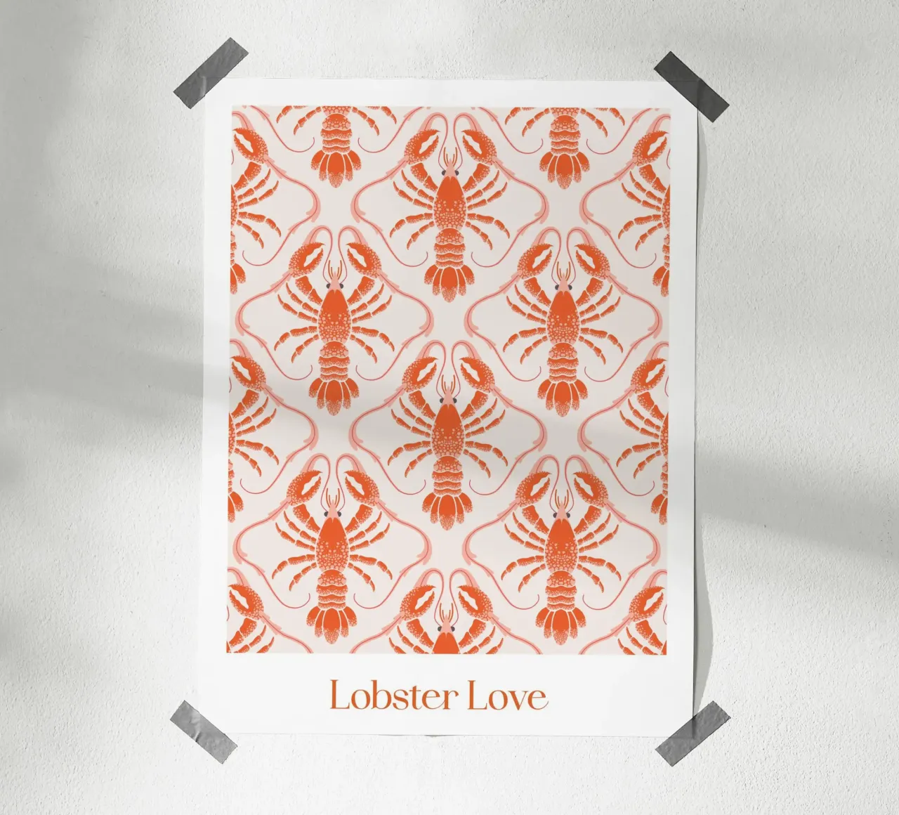 Lobster Love Pattern poster with aluminum frame by CoelfenArt