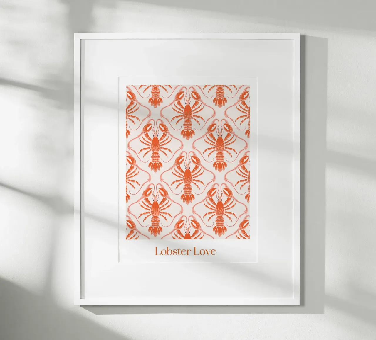 Lobster Love Pattern poster with aluminum frame by CoelfenArt