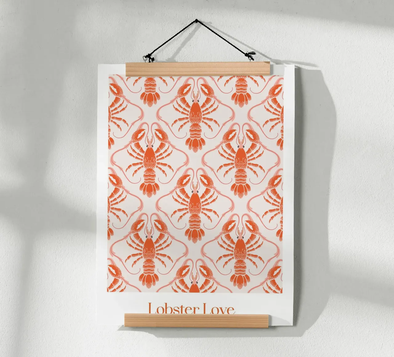 Lobster Love Pattern poster with aluminum frame by CoelfenArt