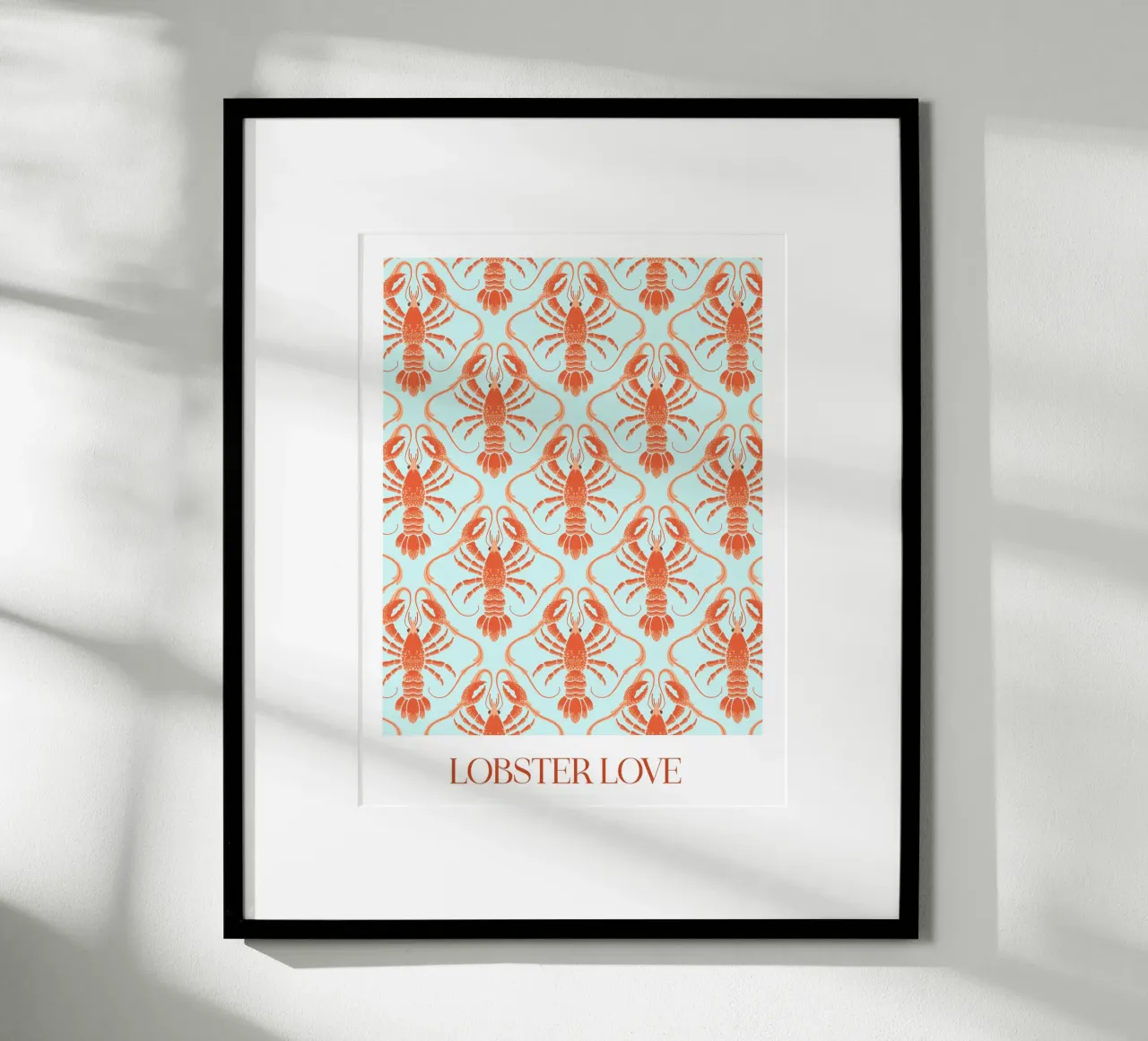 Lobster Love Pattern poster with plastic frame by CoelfenArt