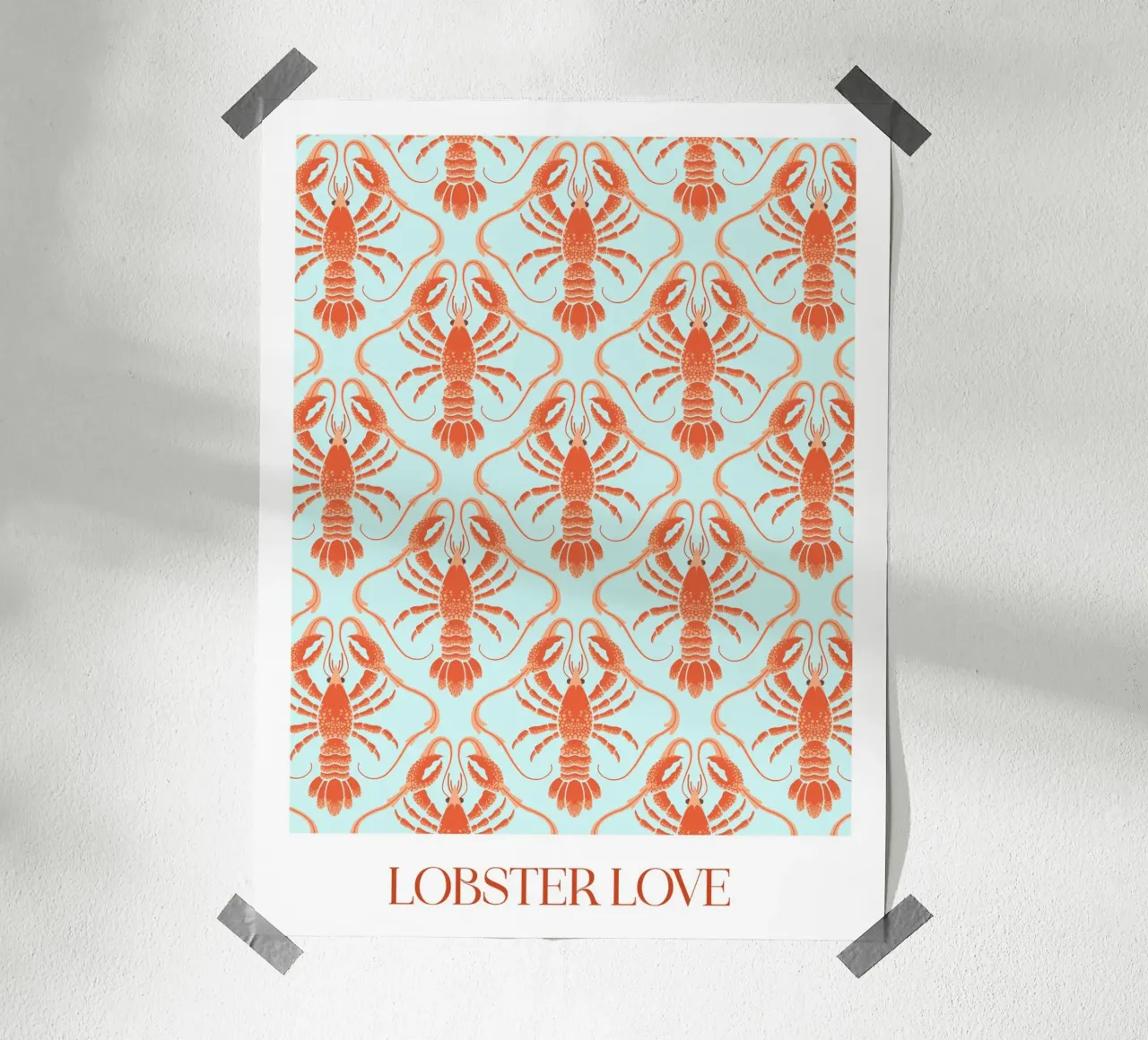 Lobster Love Pattern poster with plastic frame by CoelfenArt