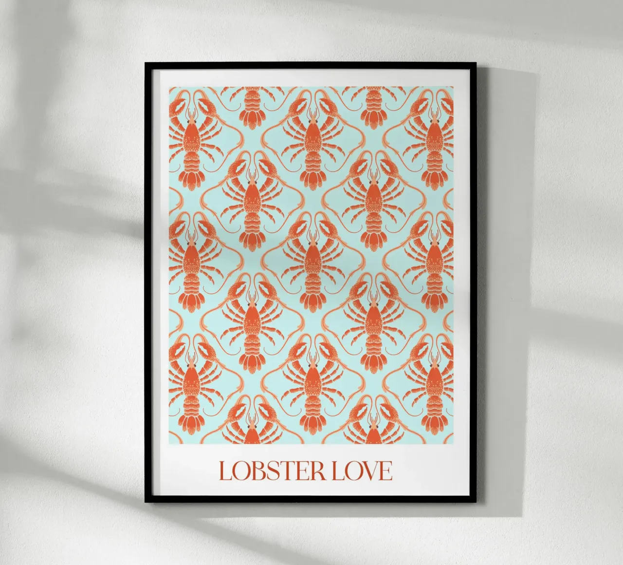 Lobster Love Pattern poster with plastic frame by CoelfenArt