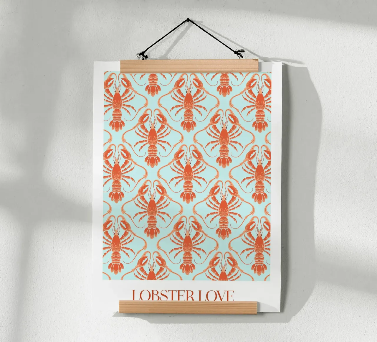 Lobster Love Pattern poster with plastic frame by CoelfenArt