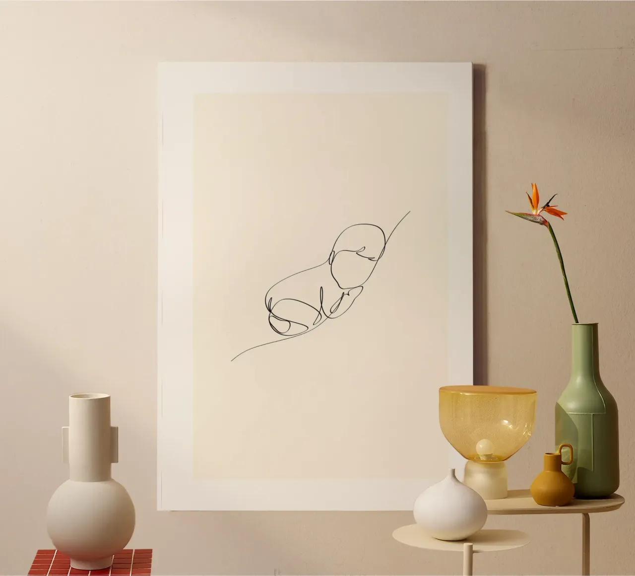 Linea Baby Beige tela con Cornice a cassetta da KidzStudio