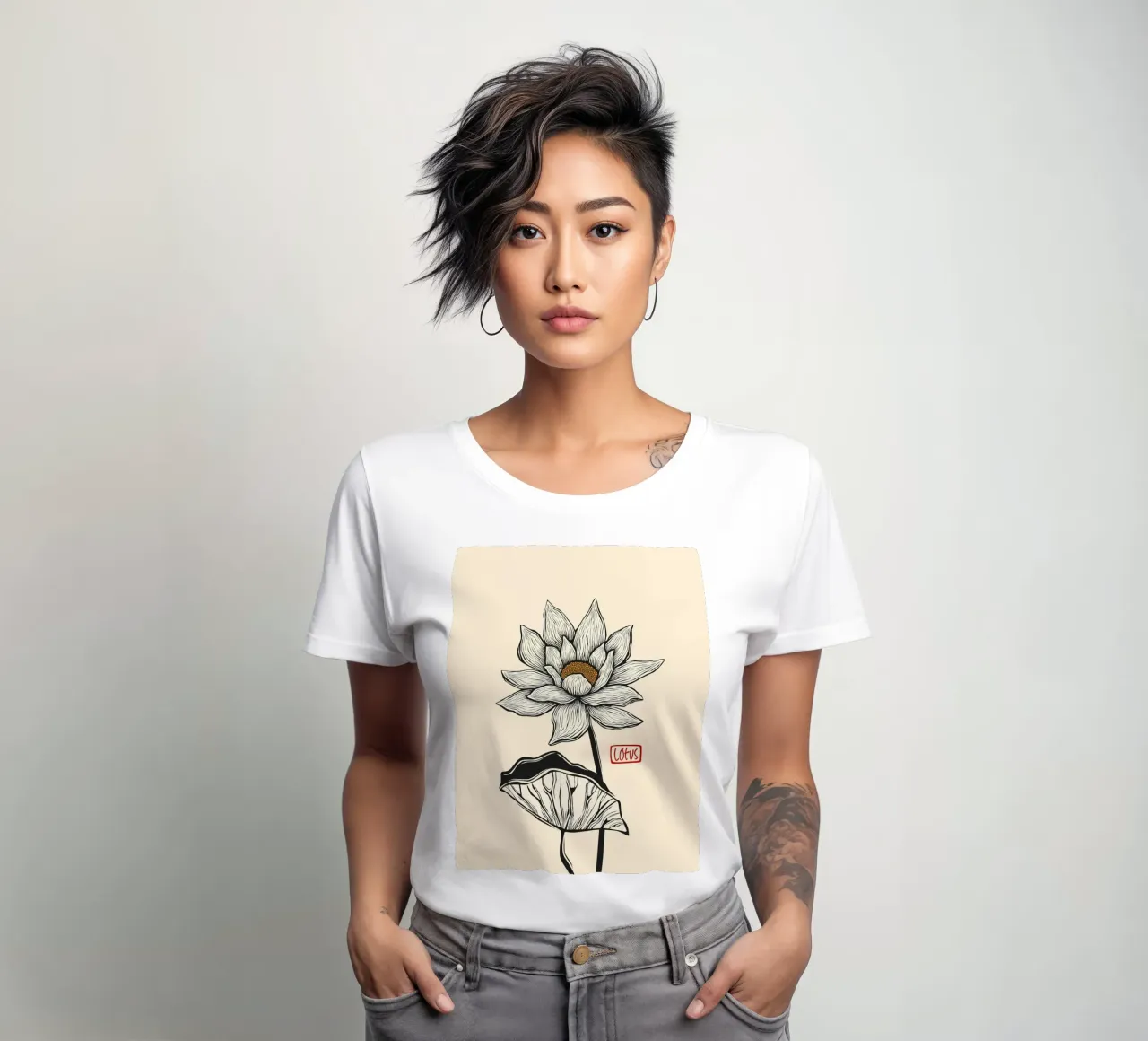 Elegant Lotus women's fitted t-shirt by Indigo Rain