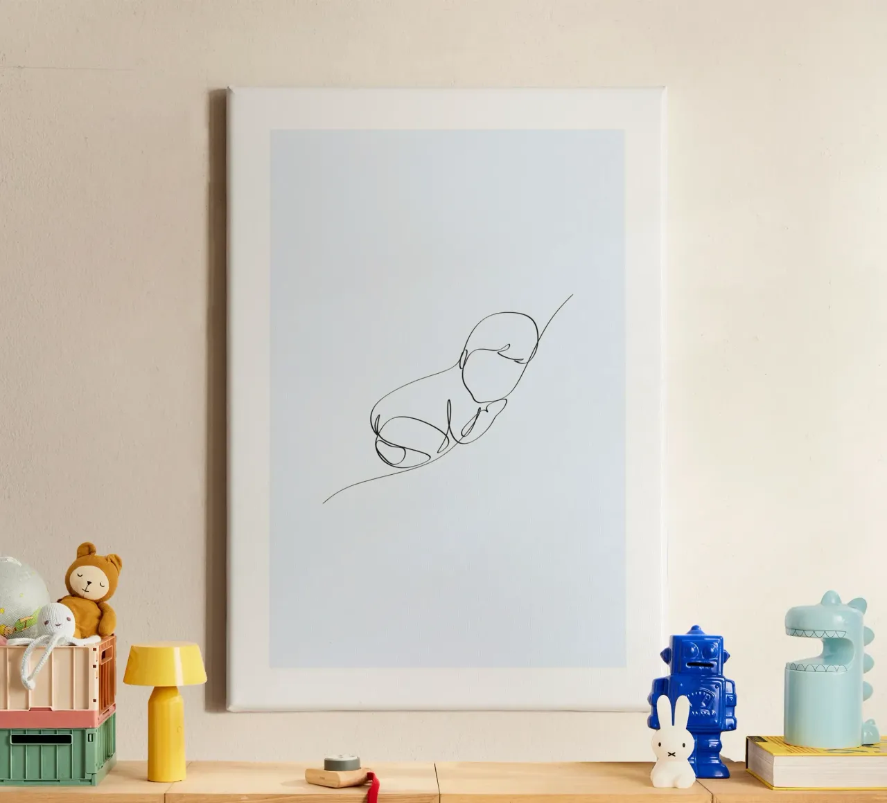 One Line Baby Boy tela con Cornice a cassetta da KidzStudio