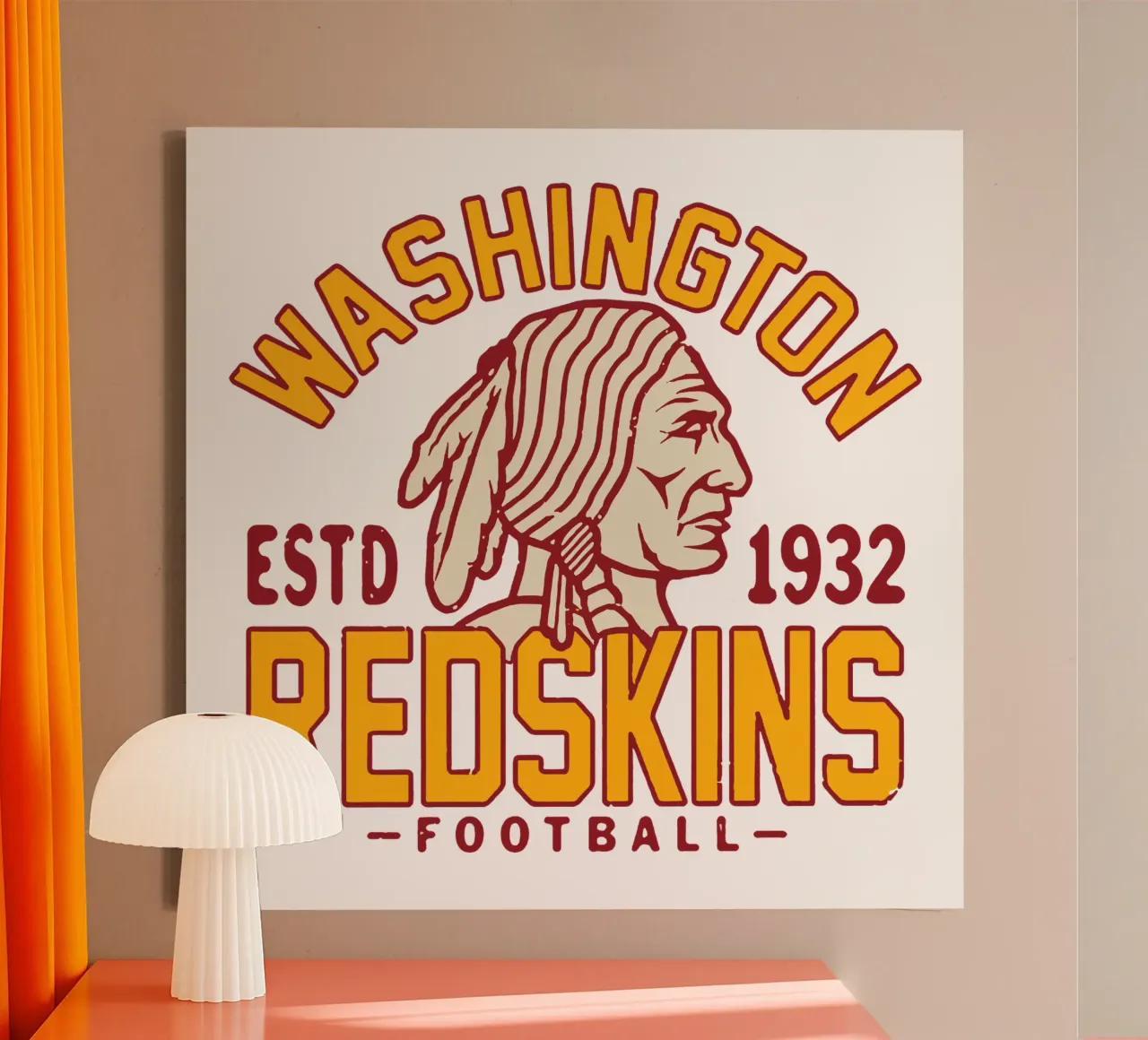 Retro Washington Redskins Leinwand mit Schattenfugenrahmen von fouls tee