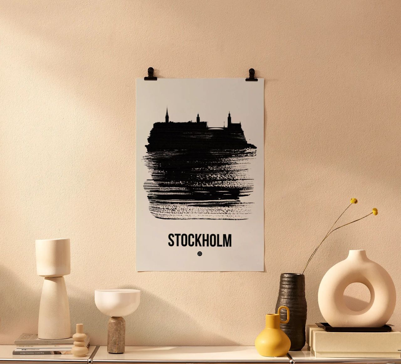 Stockholm Skyline Brush Stroke Poster von Naxart