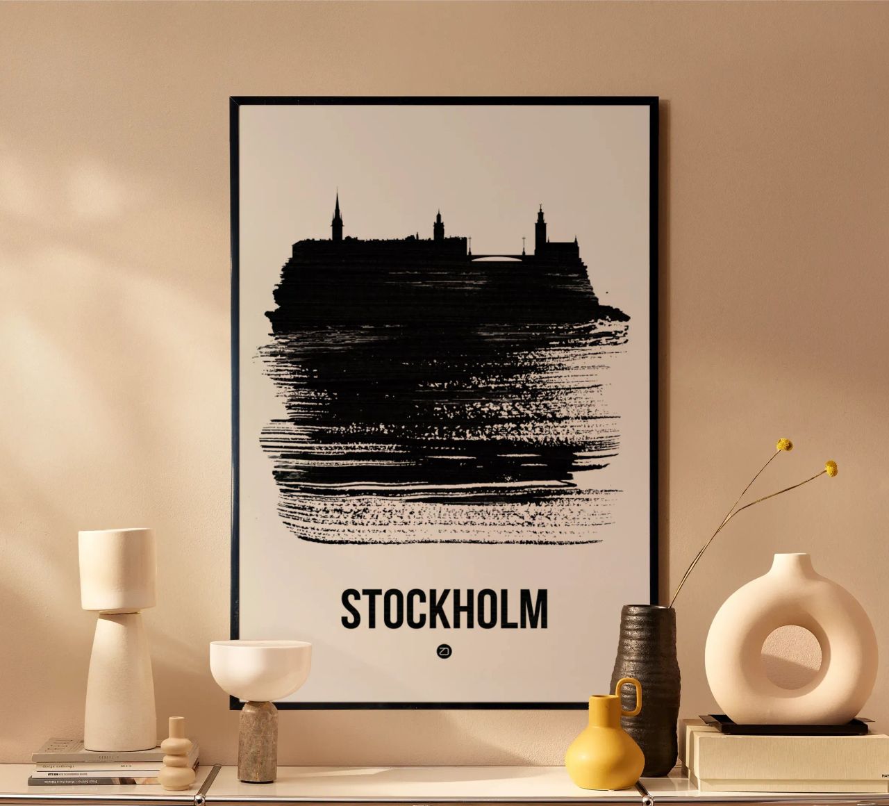 Stockholm Skyline Brush Stroke Poster von Naxart