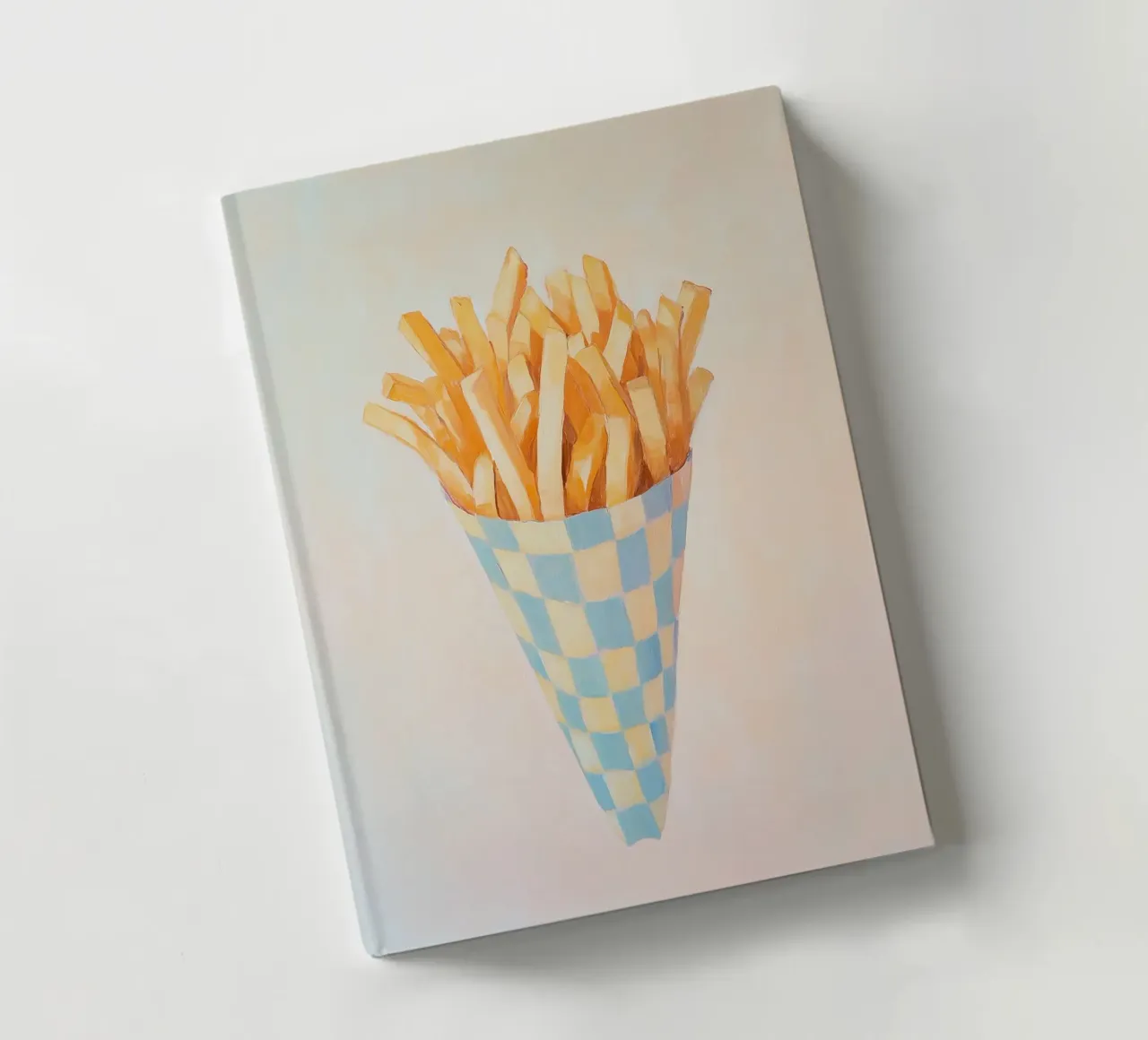 Chequered pattern Loves fries notebook by Carinaprint