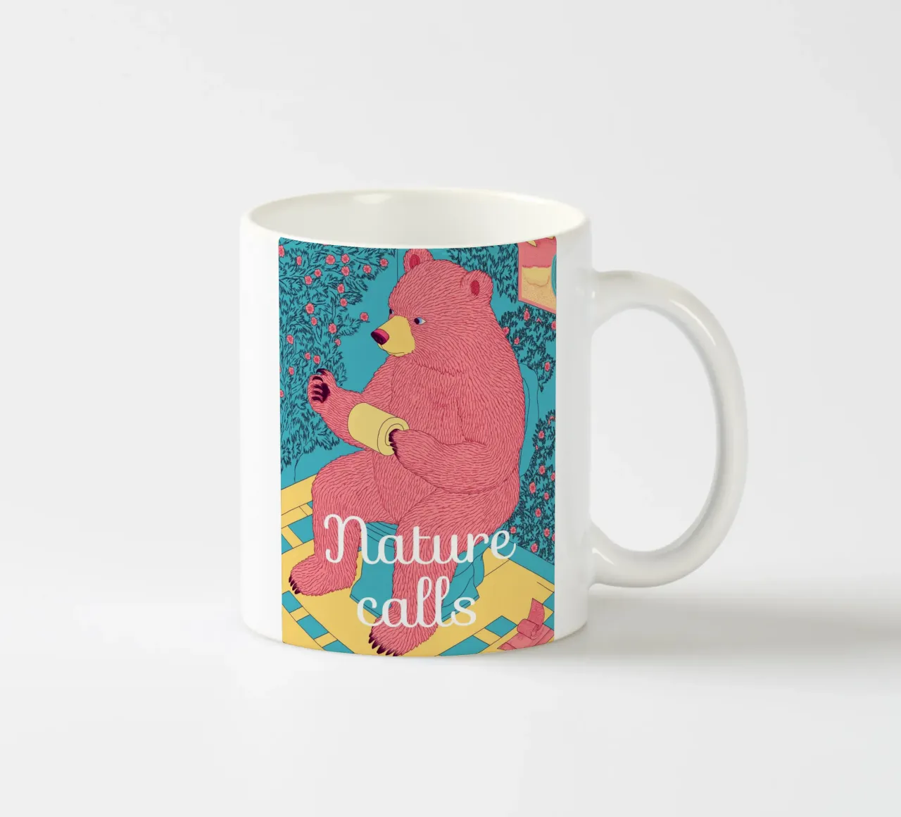 Nature Calls - Een grappige beer gebruikt een badkamer wc-papier keramische mok van Kaji