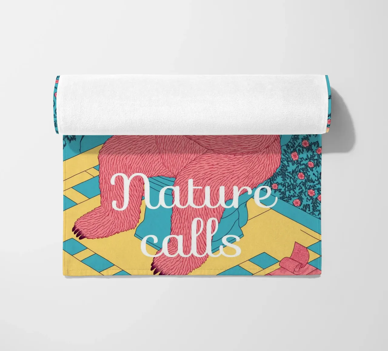 Nature Calls - Een grappige beer gebruikt een badkamer wc-papier strandhanddoek van Kaji