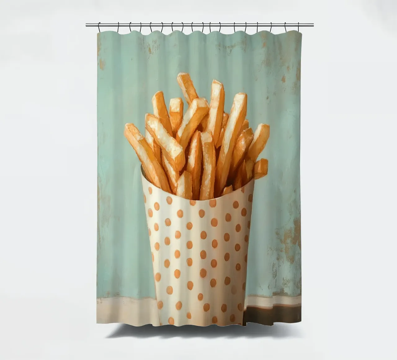 Points box with chips shower curtain by Carinaprint