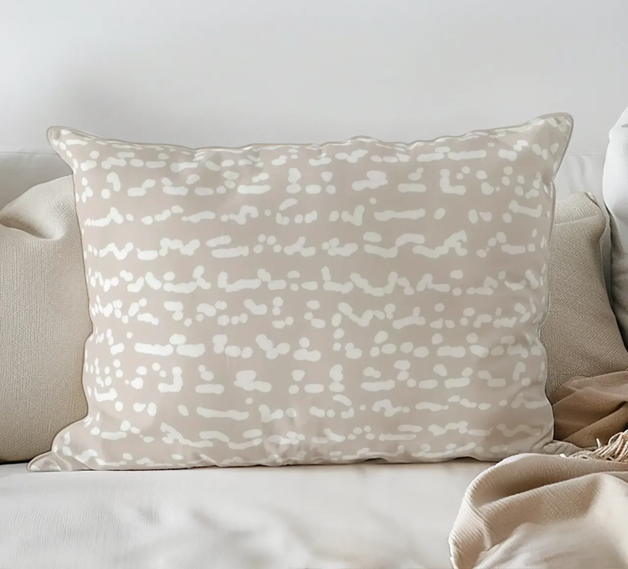 Scribbled Fuzzy Shapes | Neutral Abstract Minimalism decorative cushion by sabidussi