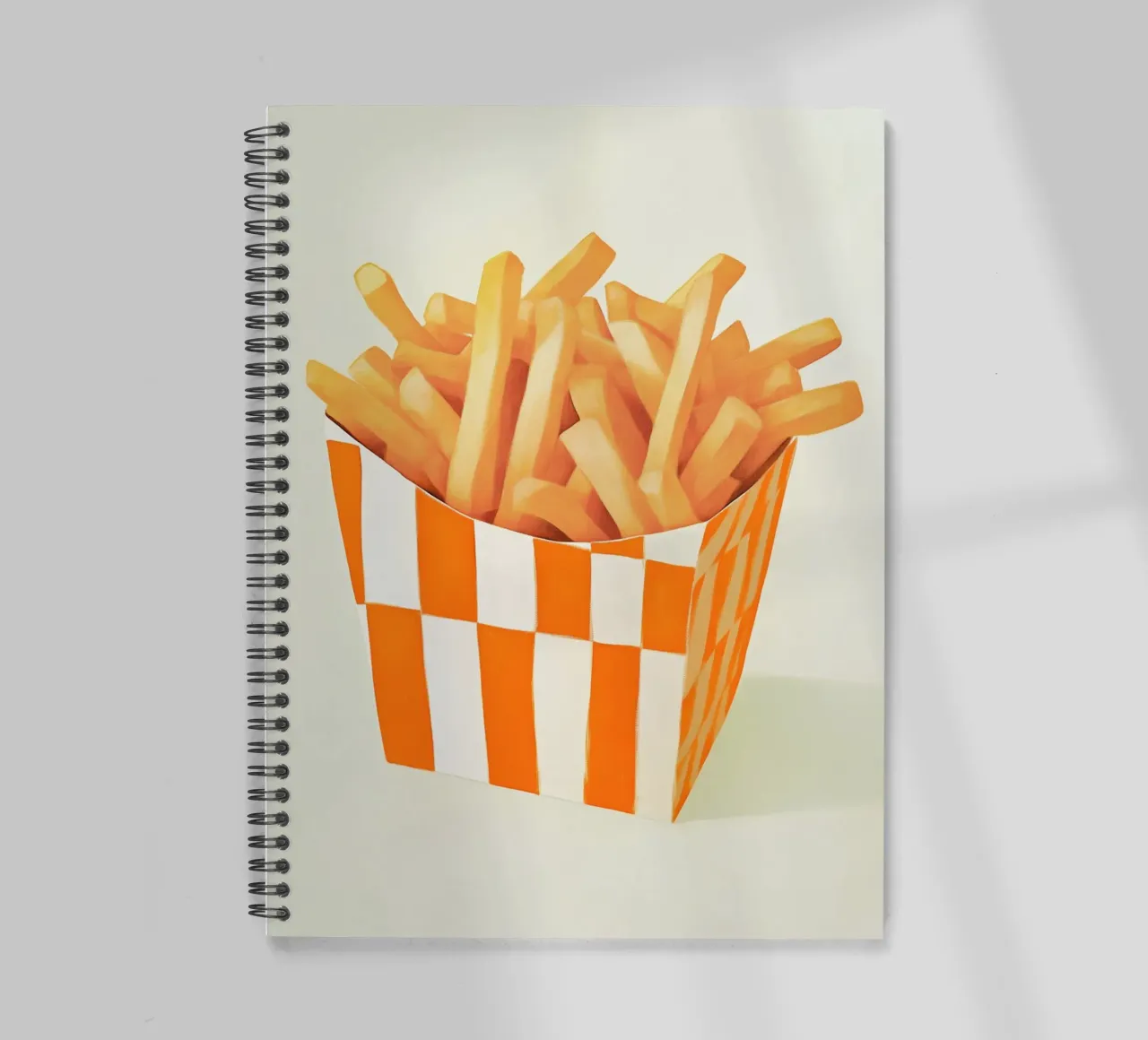 Crispy fries in a carob container spiral notebook by Carinaprint