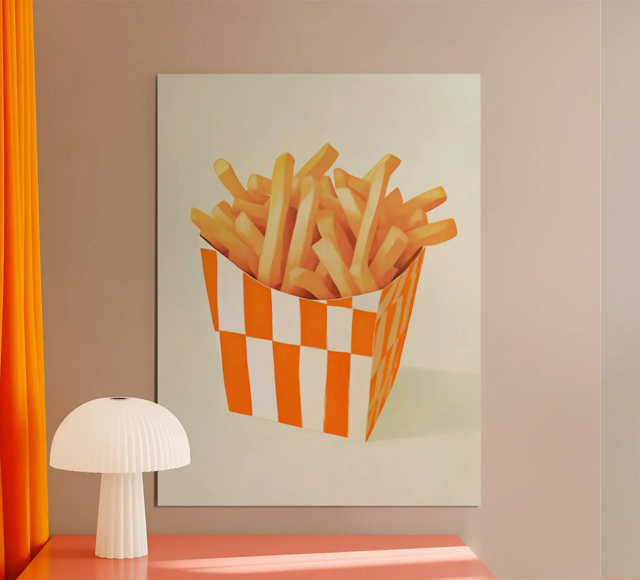Patatine croccanti in un contenitore di carrube poster con telaio in alluminio da Carinaprint