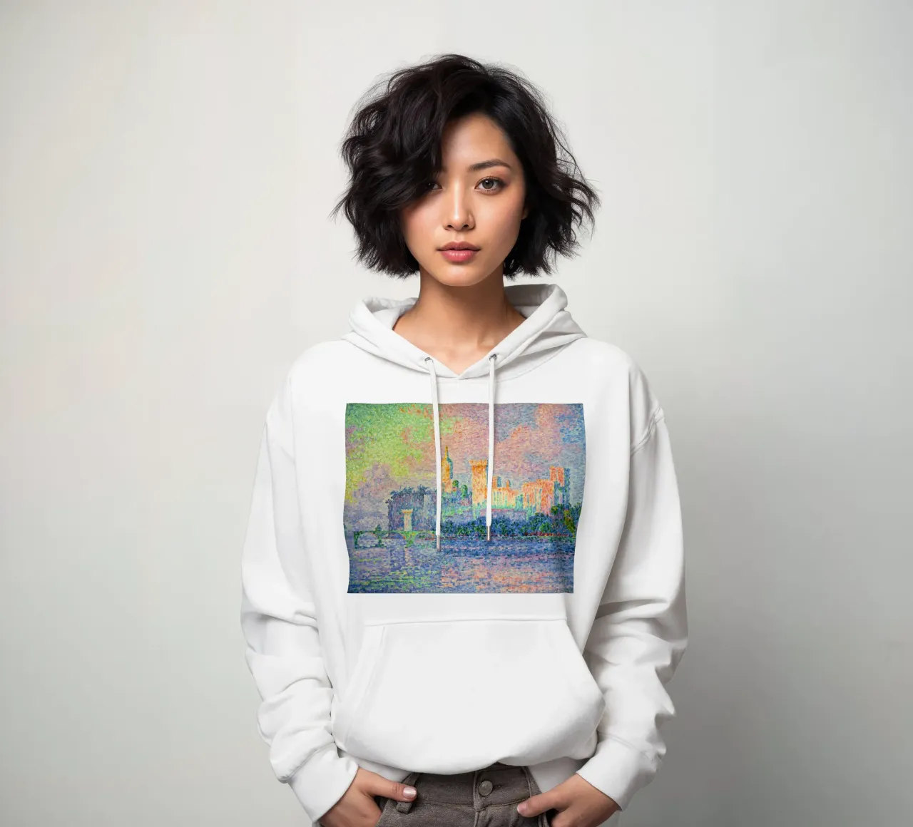 Paul Signac - Palazzo dei Papi Avignone felpa con cappuccio da Timeless Artworks