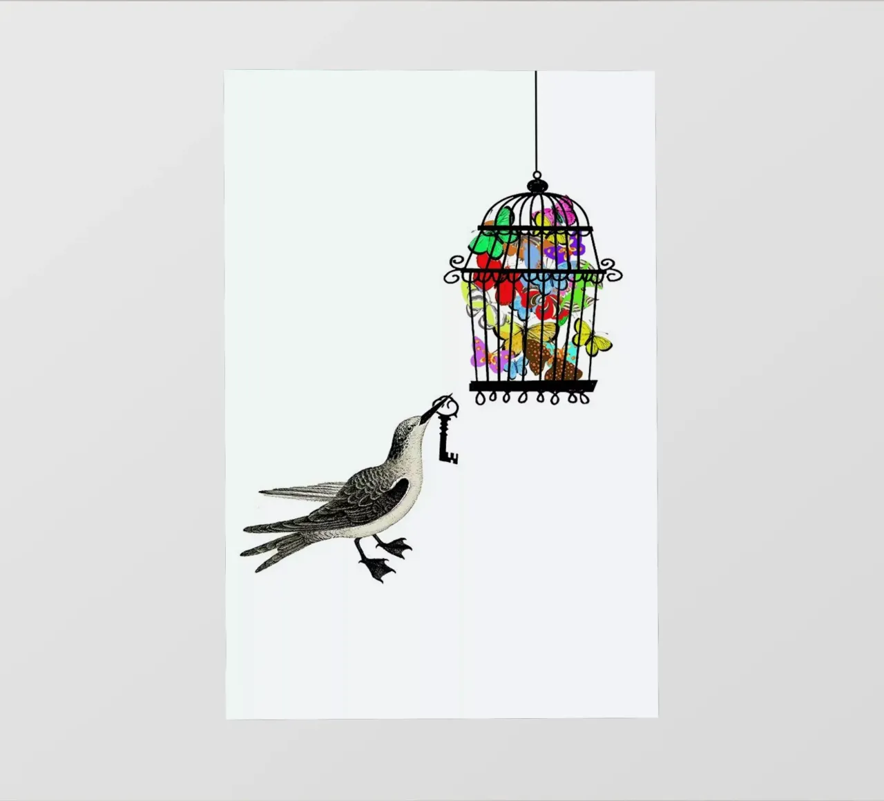 The bird has the key telo in pvc da Rococco LA