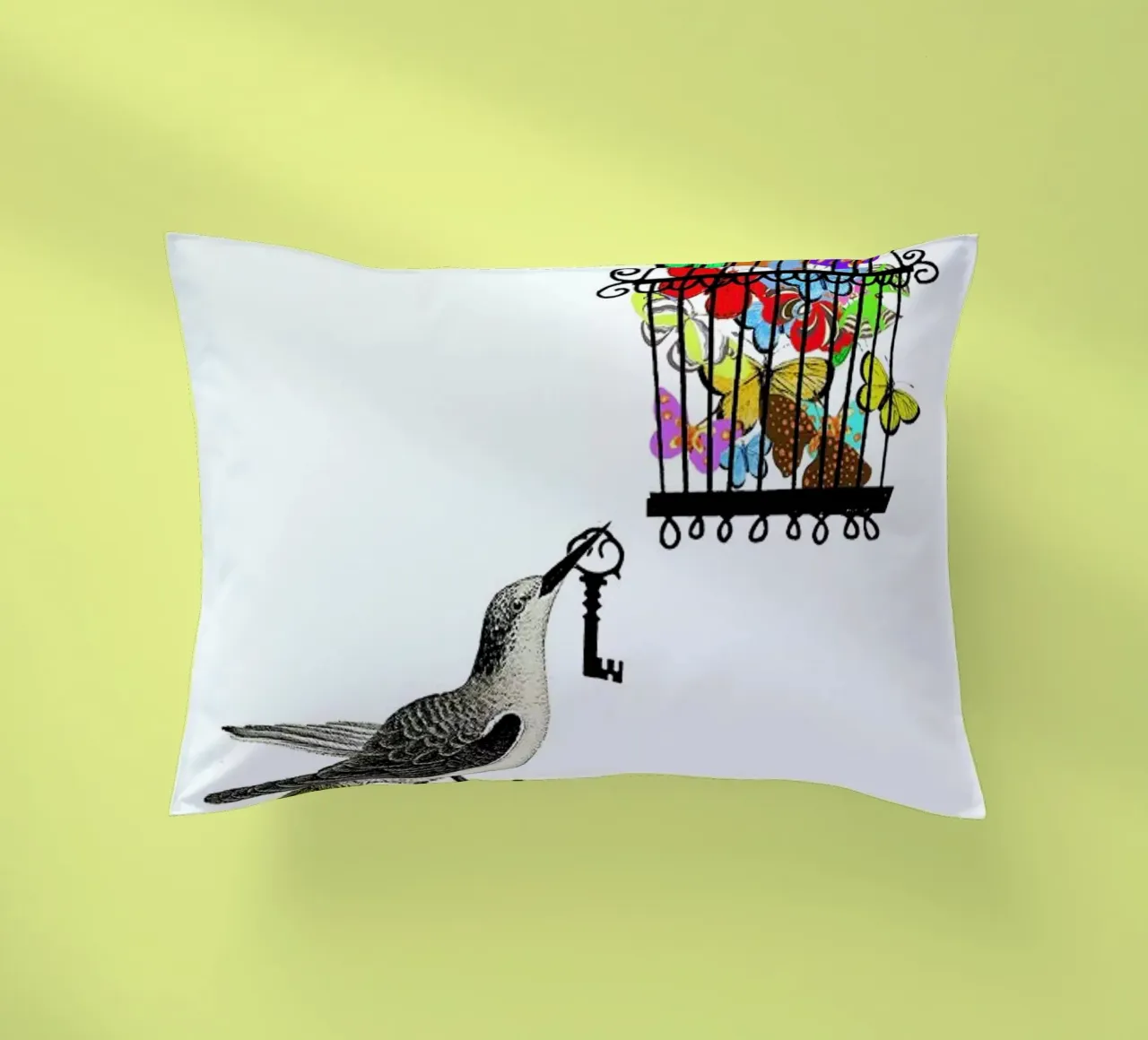 The bird has the key cuscino da Rococco LA