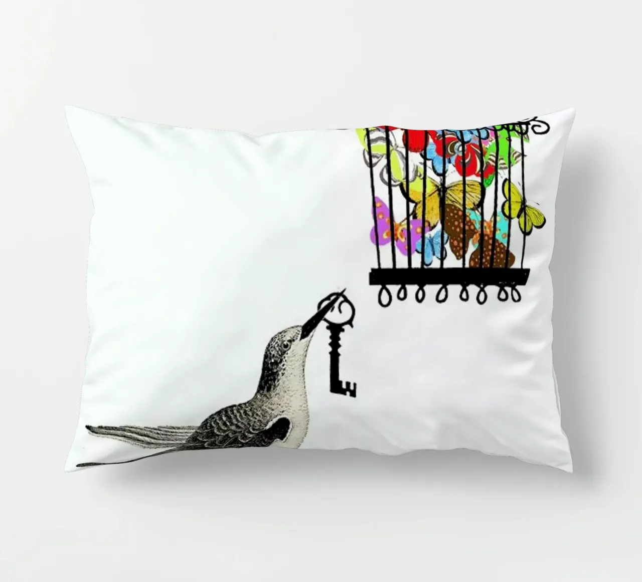 The bird has the key cuscino da Rococco LA