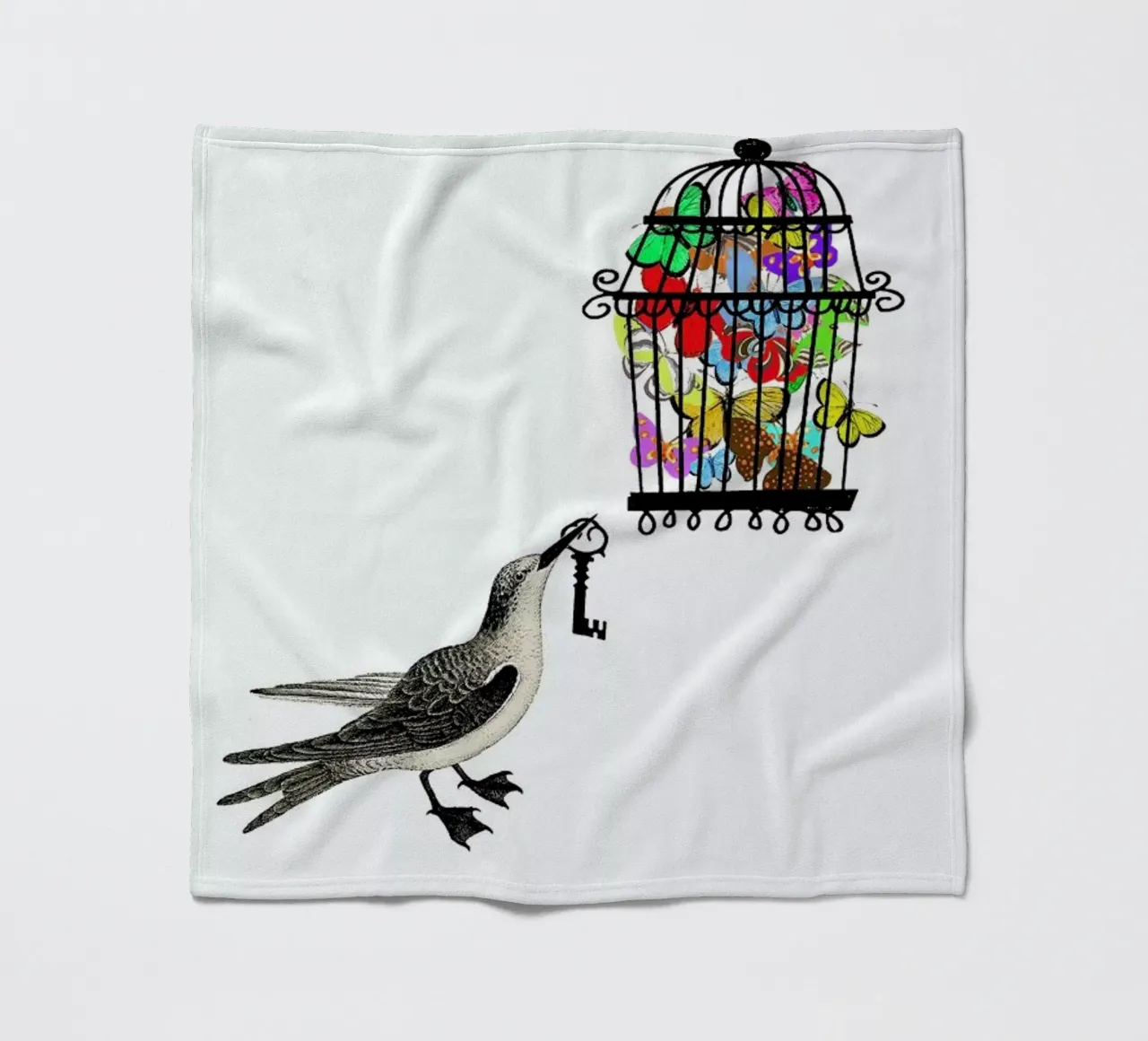 The bird has the key coperta in pile da Rococco LA