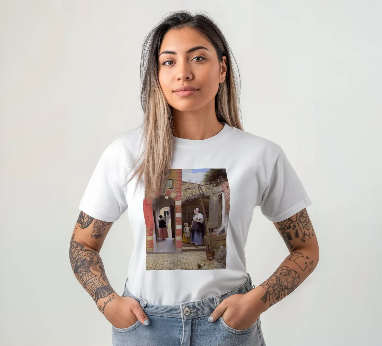 Pieter de Hooch - Il cortile di una casa a Delft t-shirt da William Store