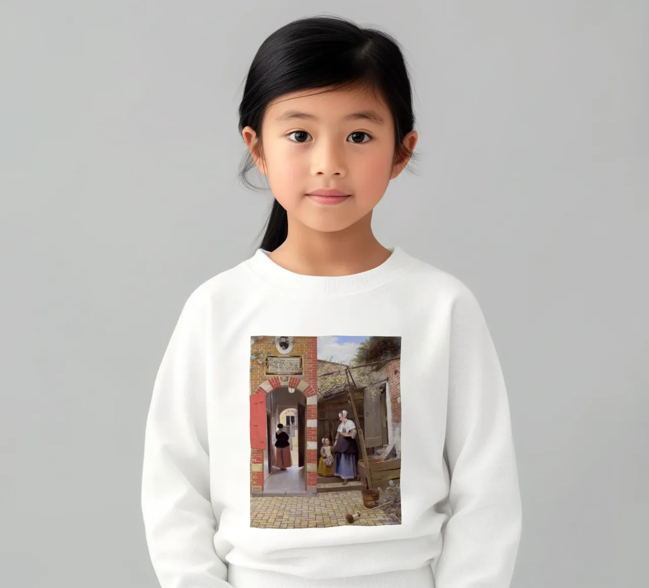 Pieter de Hooch - Il cortile di una casa a Delft felpa bambino da William Store