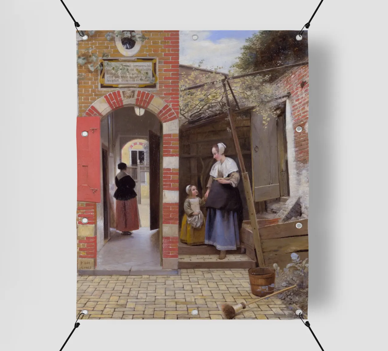 Pieter de Hooch - Il cortile di una casa a Delft telo in pvc da William Store
