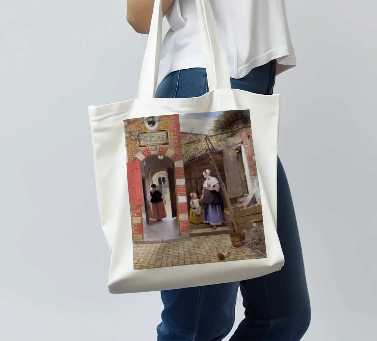 Pieter de Hooch - Il cortile di una casa a Delft borsa in juta da William Store