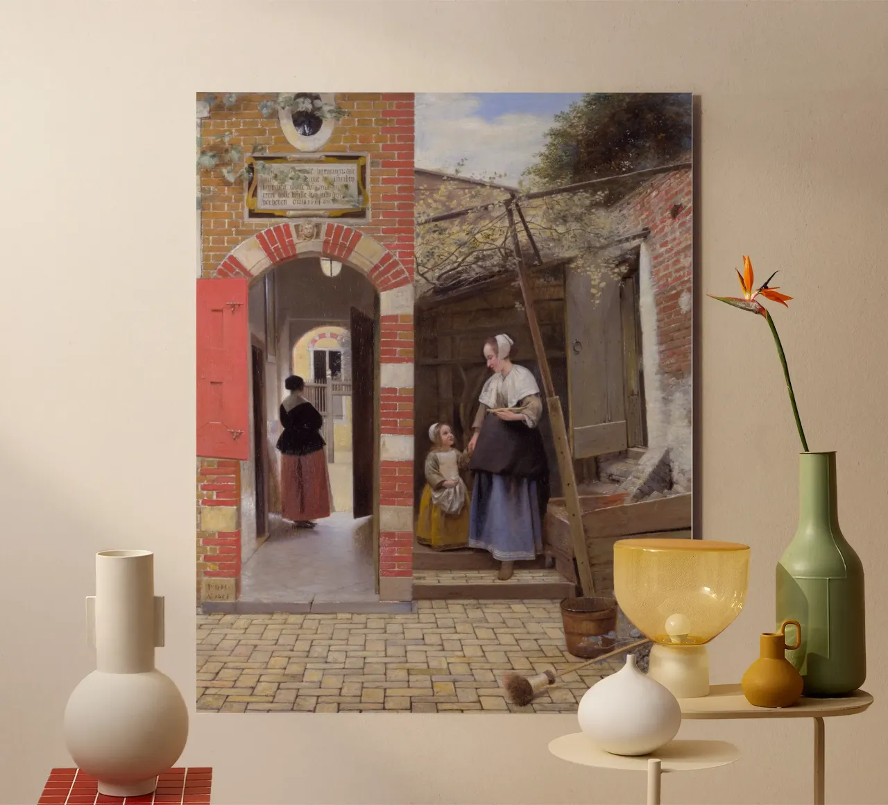 Pieter de Hooch - Il cortile di una casa a Delft alluminio dibond da William Store
