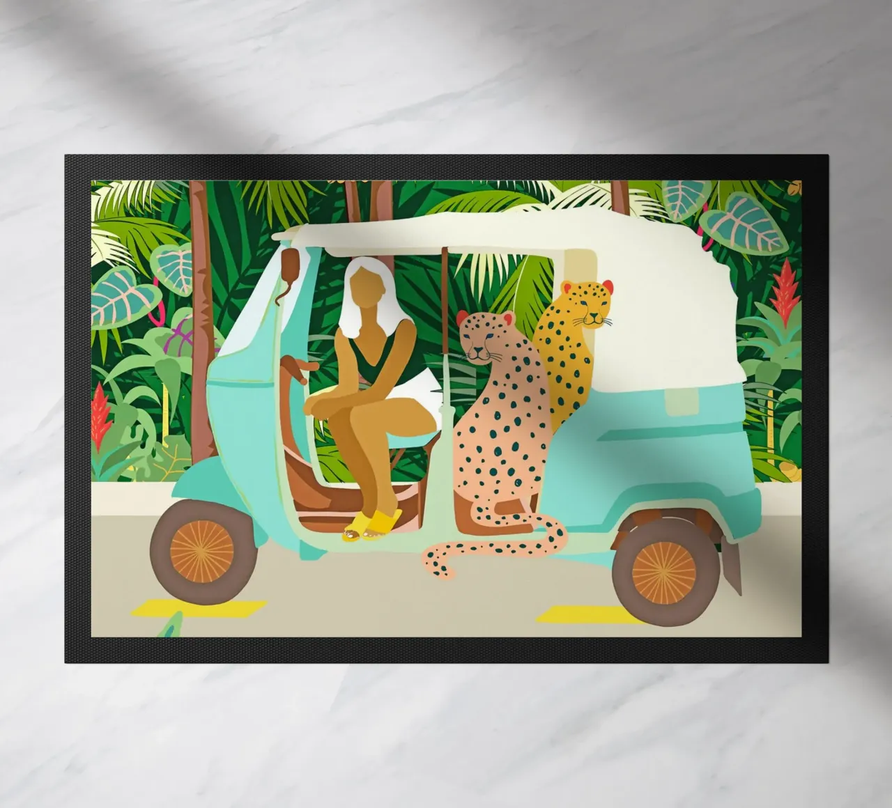 Giro in Rikshaw con i leopardi di Giava nella giungla tropicale di Bali zerbino da 83oranges