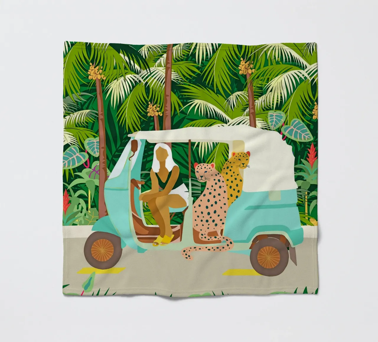 Giro in Rikshaw con i leopardi di Giava nella giungla tropicale di Bali coperta in pile da 83oranges