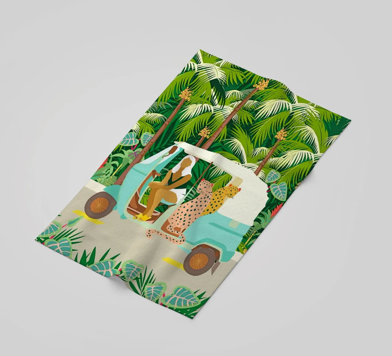 Giro in Rikshaw con i leopardi di Giava nella giungla tropicale di Bali telo mare da 83oranges