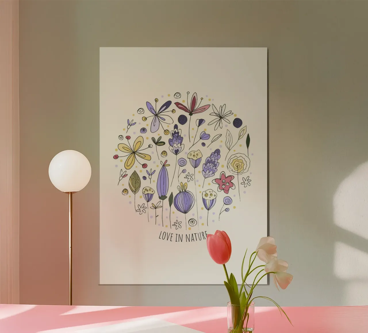 L'amore nella natura - motivo floreale poster con telaio in alluminio da KidzStudio