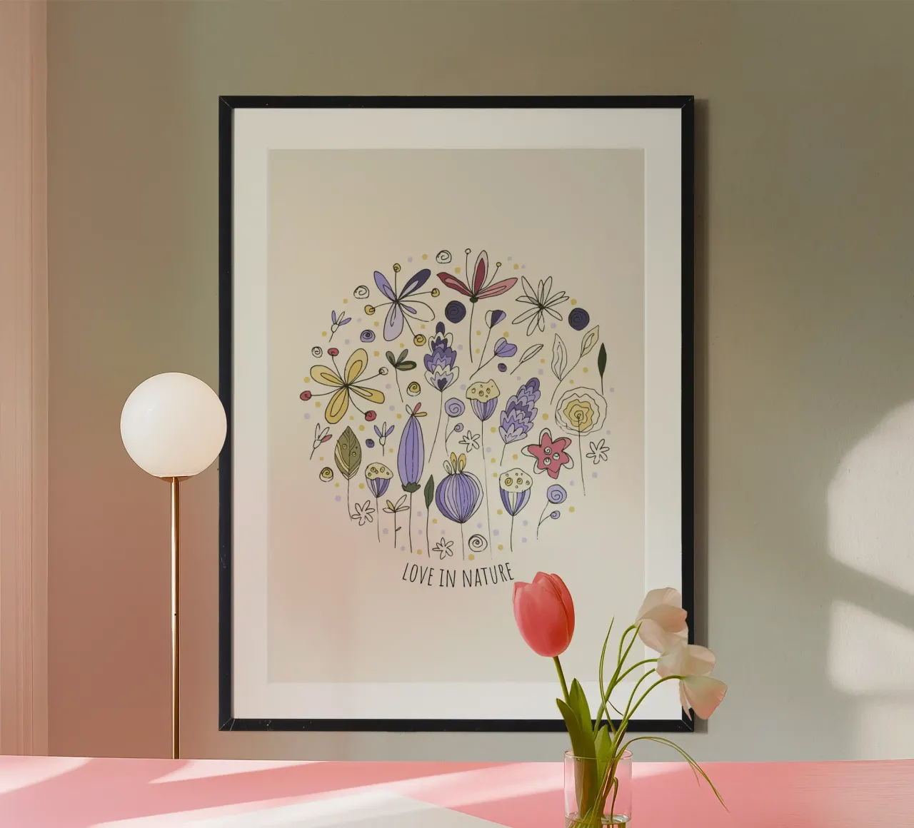 L'amore nella natura - motivo floreale poster con telaio in alluminio da KidzStudio