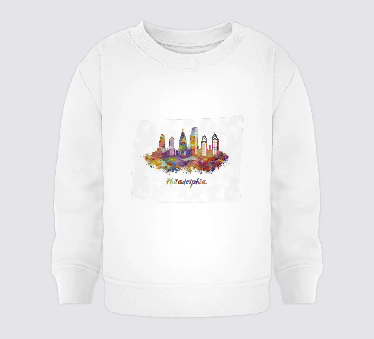 Lo skyline di Filadelfia in acquerello felpa neonato da ARTVI-SHOP